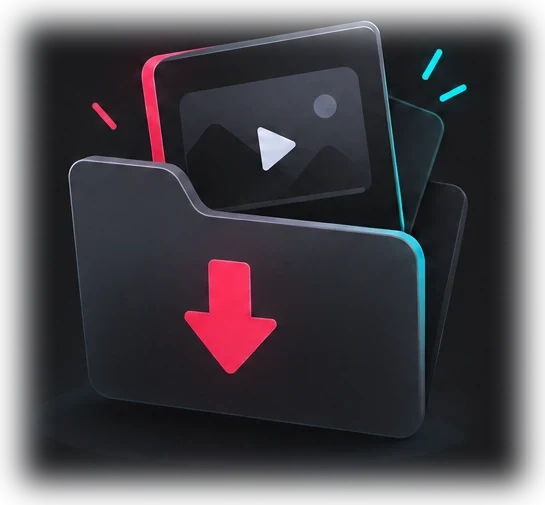 Folder with a video and download arrow